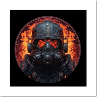 Futuristic Firefighter Pyromancer Arsonist Industrial Cypherpunk Posters and Art